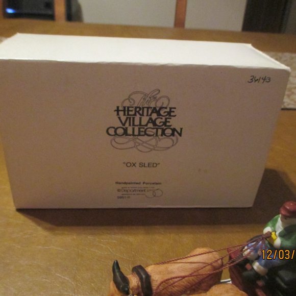 Dept 56 Heritage Village Collection Ox Sled 5951-0 Retired in Original Box - Picture 4 of 6